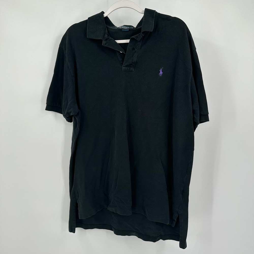 Polo Ralph Lauren Mens Vintage Preppy Polo Shirt Sz XL Black Heritage Old Money